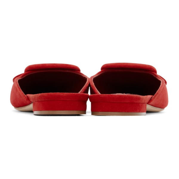  Manolo Blahnik Red Maysale Flat Slippers 231140F121003