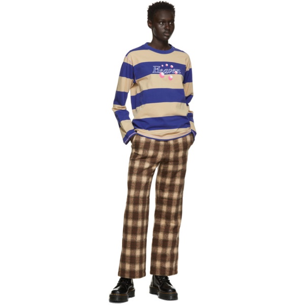 Marc Jacobs 마크 제이콥스 Marc Jacobs Heaven Blue & Beige Stripe Long Sleeve T-Shirt 221337F110001
