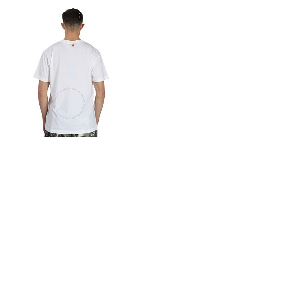  Marcelo Burlon Mens White Pump Up The Volume Slogan T-Shirt MAA018S22JER014