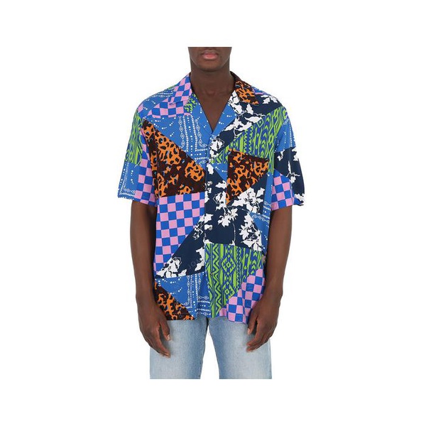  Marcelo Burlon Blue Multicolor Mix Print Hawai Shirt CMGG001S23FAB002-4584