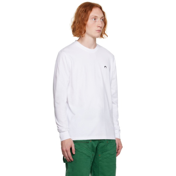  마린 세르 Marine Serre White Embroidered Long Sleeve T-Shirt 232020M213012