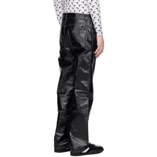  마린 세르 Marine Serre Black Embossed Leather Pants 232020M189000