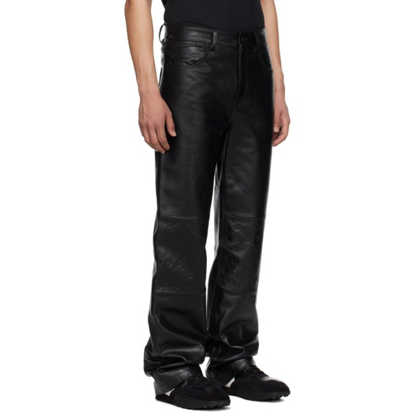  마린 세르 Marine Serre Black Embossed Leather Pants 241020M189001