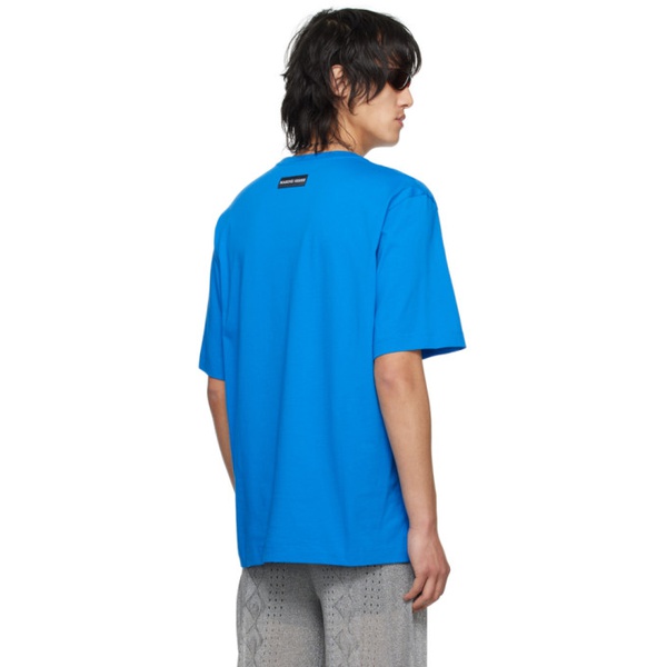  마린 세르 Marine Serre Blue Embroidered T-Shirt 241020M213009