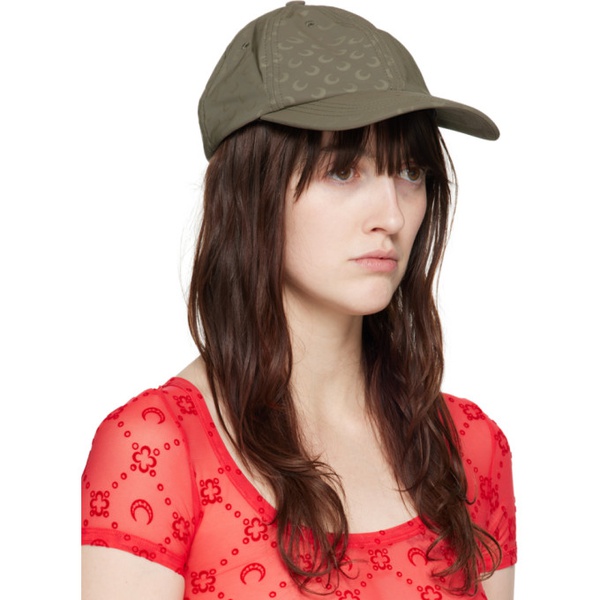  마린 세르 Marine Serre Khaki All Over Moon Reflective Jersey Cap 241020F016003