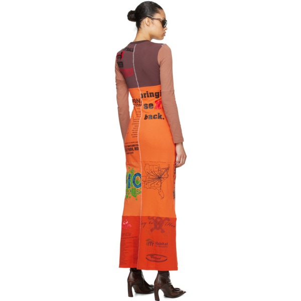  마린 세르 Marine Serre Brown & Orange Regenerated Maxi Dress 232020F054003