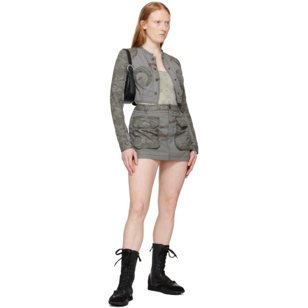  마린 세르 Marine Serre Gray Regenerated Camo Miniskirt 241020F090004