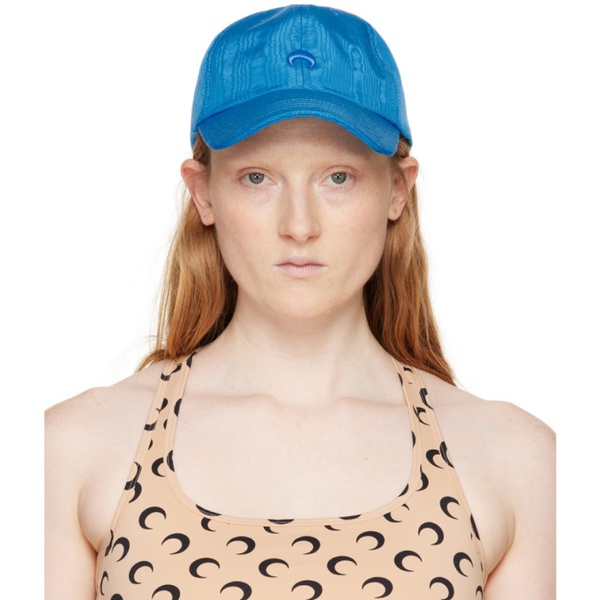  마린 세르 Marine Serre Blue Regenerated Moire Baseball Cap 241020F016010