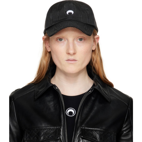  마린 세르 Marine Serre Black Regenerated Moire Baseball Cap 241020F016007