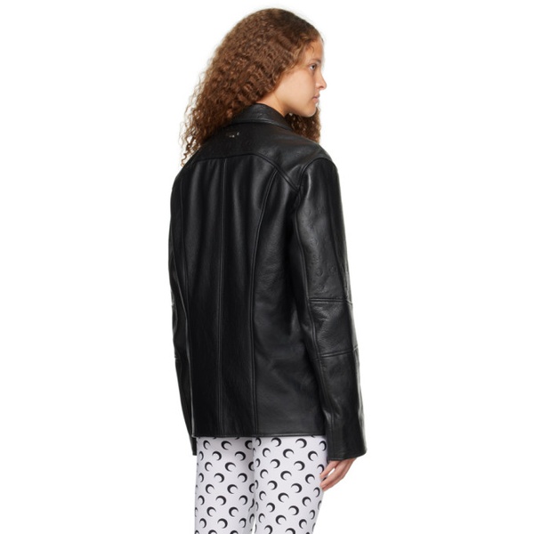  마린 세르 Marine Serre Black Moonogram Leather Jacket 231020F064000