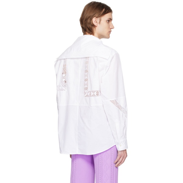  마린 세르 Marine Serre White Lace Paneled Shirt 231020M192014