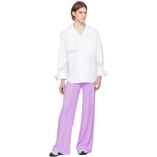  마린 세르 Marine Serre White Lace Paneled Shirt 231020M192014