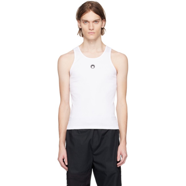  마린 세르 Marine Serre White Fitted Tank Top 231020M214001