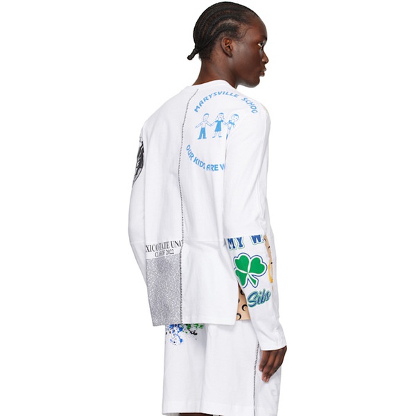  마린 세르 Marine Serre White Regenerated Graphic Long Sleeve T-Shirt 241020M213016