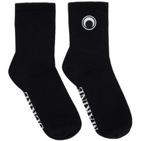 마린 세르 Marine Serre Black Organic Cotton Rib Ankle Socks 241020F076016