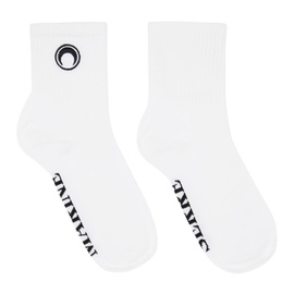 마린 세르 Marine Serre White Organic Cotton Rib Ankle Socks 241020F076015