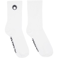 마린 세르 Marine Serre White Organic Cotton Rib Ankle Socks 241020M220000