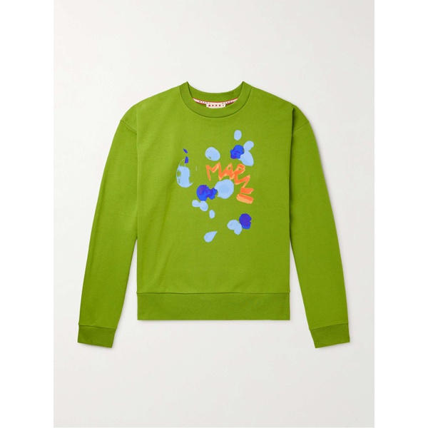 마르니 마르니 MARNI Logo-Print Cotton-Jersey Sweatshirt 1647597323562304