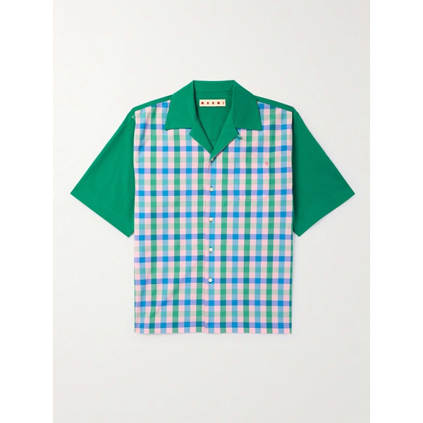 마르니 마르니 MARNI Convertible-Collar Logo-Embroidered Checked Cotton-Poplin Shirt 1647597335107221