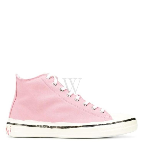 마르니 마르니 Marni Ladies Pink Cotton Canvas High-top Sneakers SNZW006602 P2957 ZM022