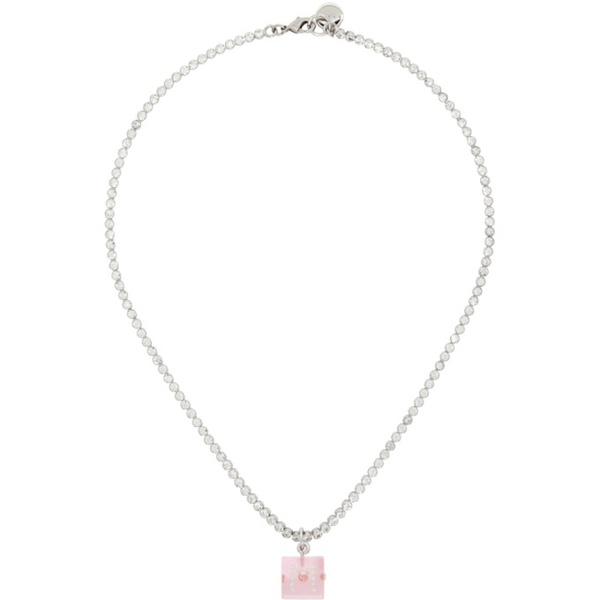 마르니 마르니 Marni Silver & Pink Dice Charm Necklace 241379M145013