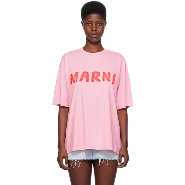 마르니 마르니 Marni Pink Printed T-Shirt 241379F110006