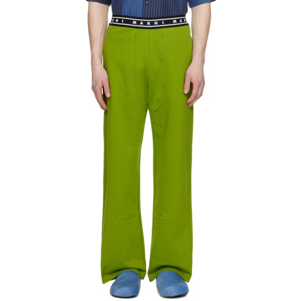 마르니 마르니 Marni Green Three-Pocket Sweatpants 241379M190000