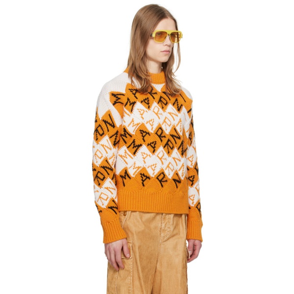 마르니 마르니 Marni Orange & White Jacquard Sweater 241379M201015