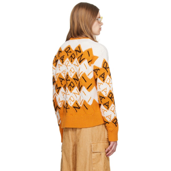 마르니 마르니 Marni Orange & White Jacquard Sweater 241379M201015