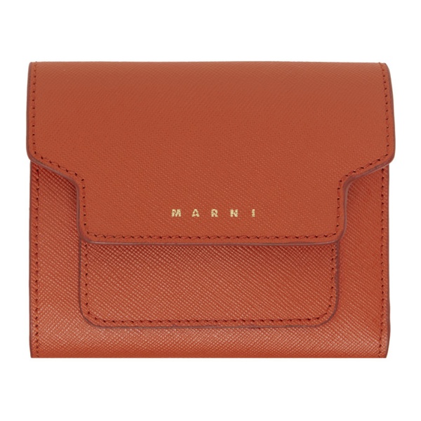 마르니 마르니 Marni Orange Saffiano Leather Wallet 241379F040012