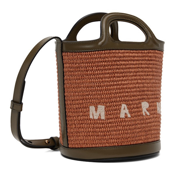 마르니 마르니 Marni Orange & Khaki Mini Tropicalia Bucket Bag 241379F048075