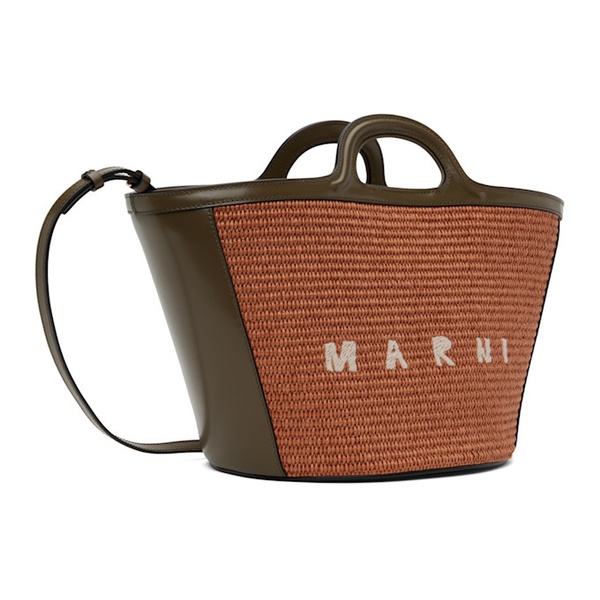 마르니 마르니 Marni Orange & Khaki Small Tropicalia Bucket Bag 241379F049088