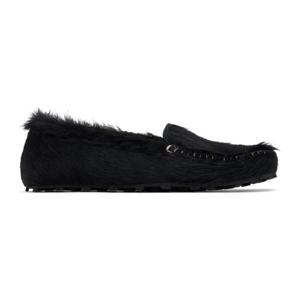 마르니 마르니 Marni Black Calf-Hair Moc Loafers 241379M231032