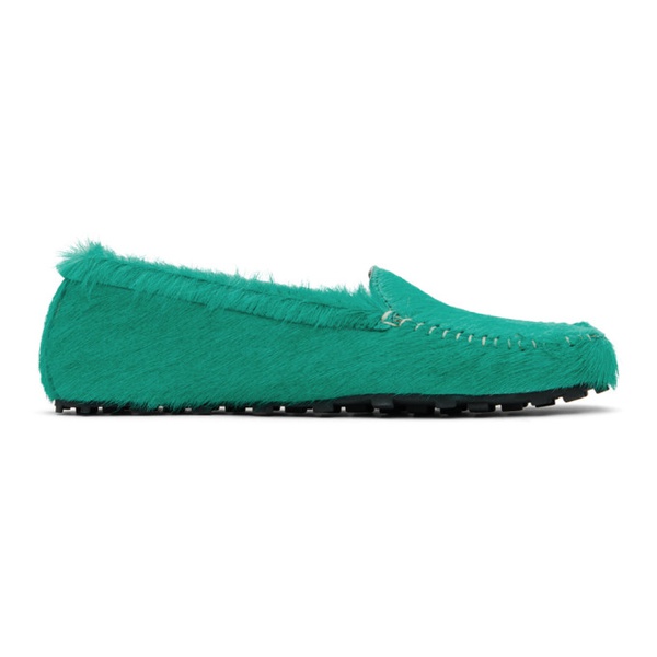 마르니 마르니 Marni Green Calf-Hair Moc Loafers 241379M231030