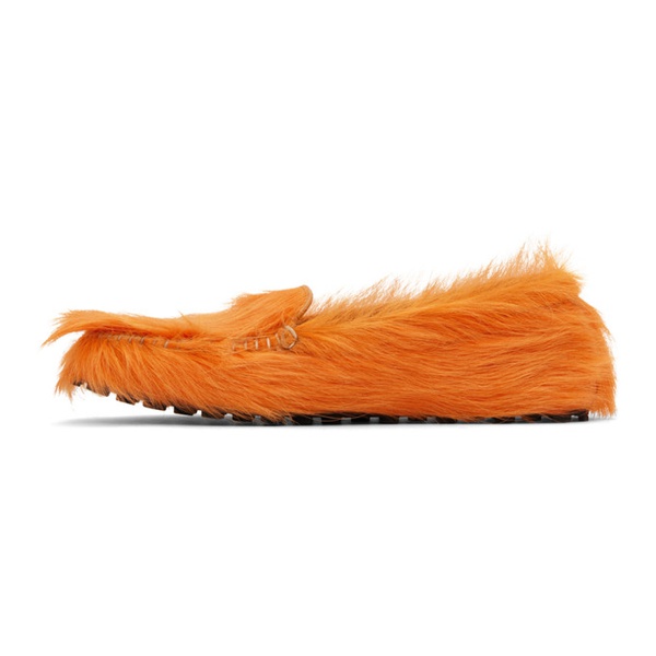 마르니 마르니 Marni Orange Calf-Hair Moc Loafers 241379M231031