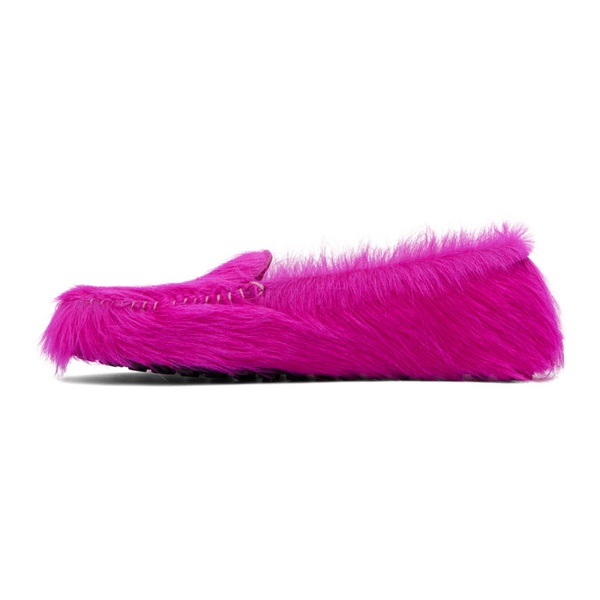 마르니 마르니 Marni Pink Calf-Hair Moc Loafers 241379M231033
