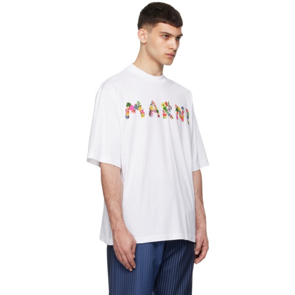 마르니 마르니 Marni White Printed T-Shirt 241379M213025