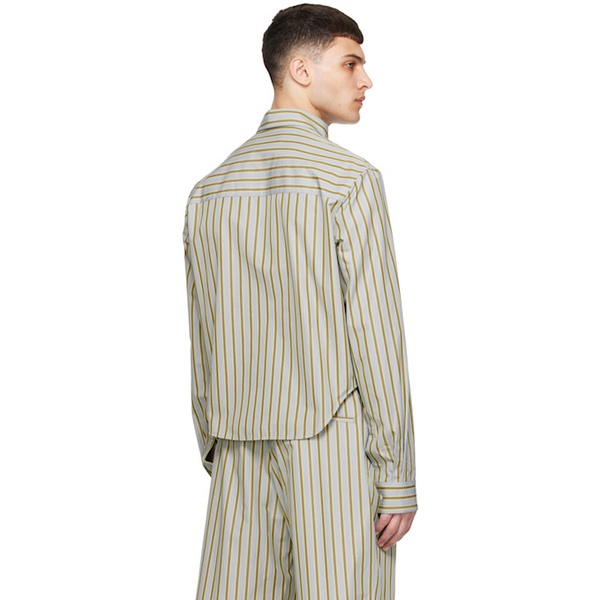 마르니 마르니 Marni Brown & Gray Striped Shirt 241379M192054