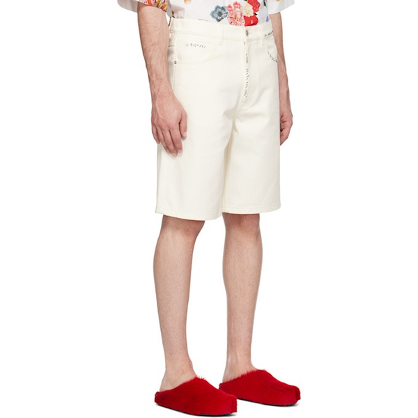 마르니 마르니 Marni White Embroidered Denim Shorts 241379M193019