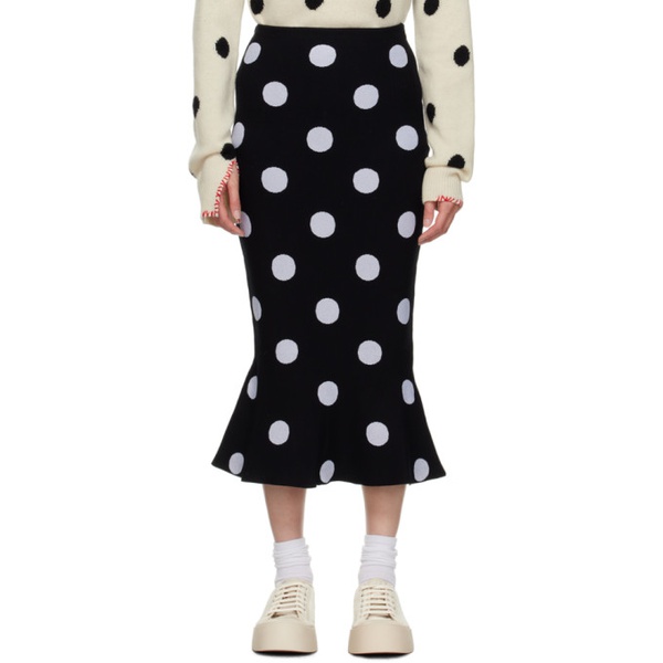 마르니 마르니 Marni Black Polka Dot Midi Skirt 232379F092002