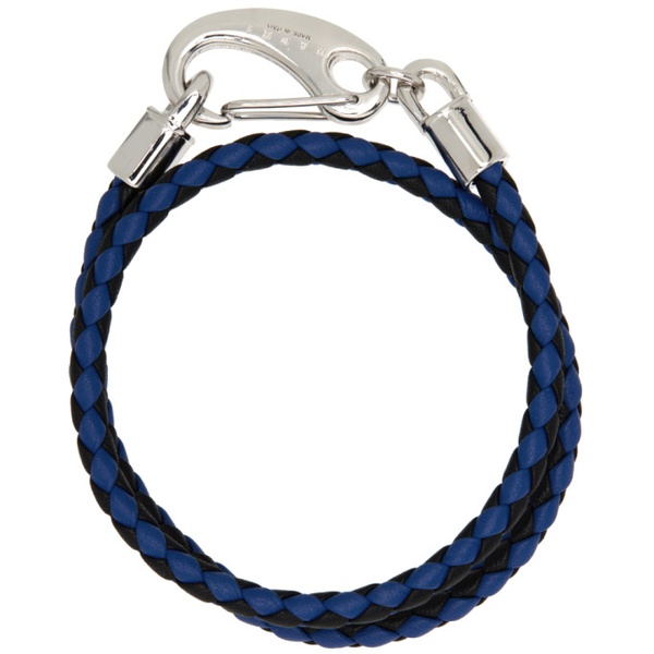 마르니 마르니 Marni Black & Navy Double Wrap Braided Bracelet 222379M142003