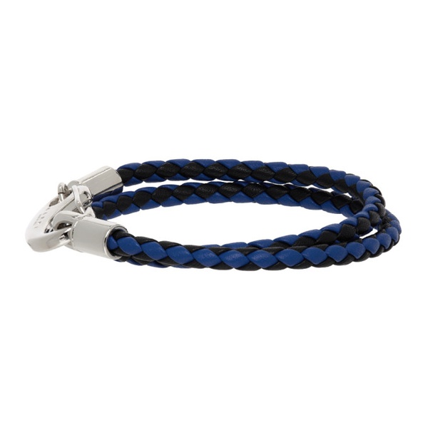 마르니 마르니 Marni Black & Navy Double Wrap Braided Bracelet 222379M142003