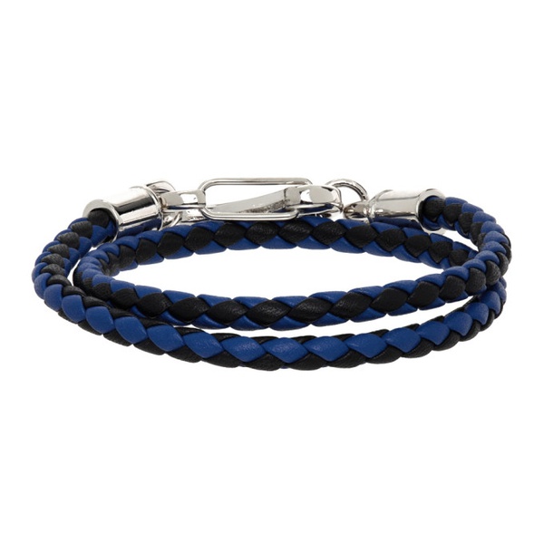 마르니 마르니 Marni Black & Navy Double Wrap Braided Bracelet 222379M142003