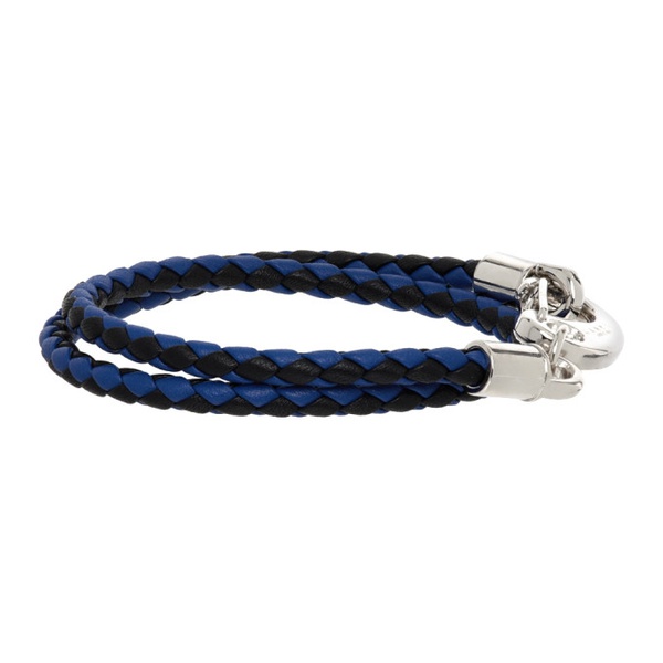 마르니 마르니 Marni Black & Navy Double Wrap Braided Bracelet 222379M142003
