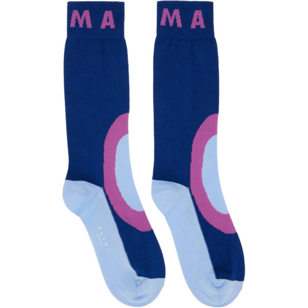 마르니 마르니 Marni Navy Jacquard Socks 231379F076011