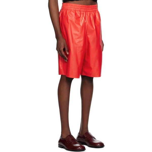 마르니 마르니 Marni Red Wide-Leg Leather Shorts 231379M193016