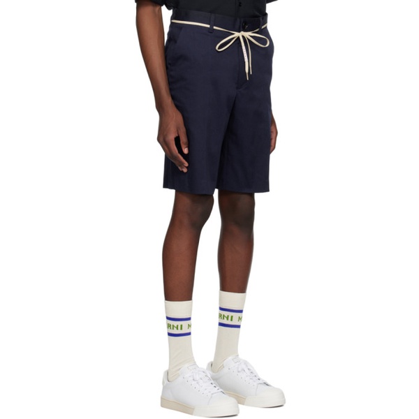 마르니 마르니 Marni Navy Belted Shorts 231379M193010