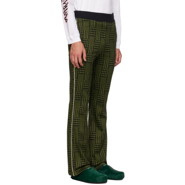 마르니 마르니 Marni Green & Black Jacquard Trousers 232379M191022