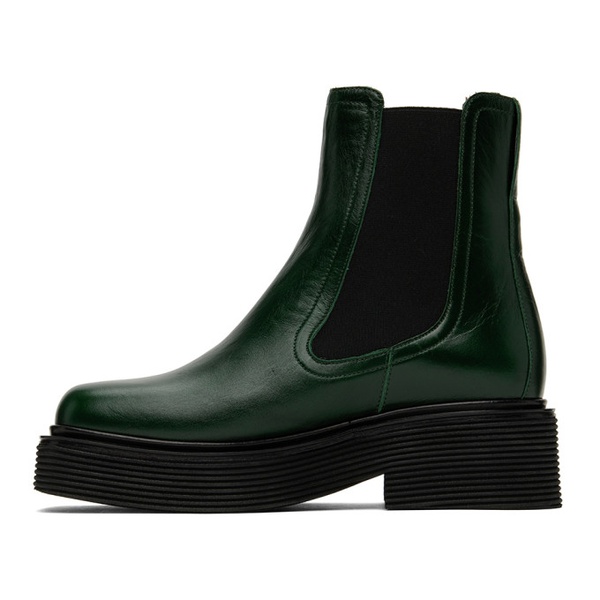 마르니 마르니 Marni Green Leather Chelsea Boots 222379F113006