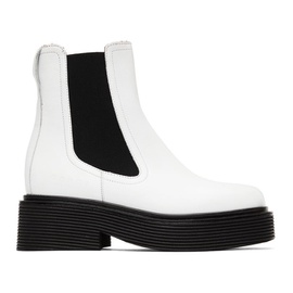 마르니 Marni White & Black Leather Chelsea Boots 222379F113007